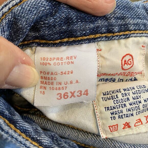 AG Adriano Goldschmied Mens The Symbol Relaxed Boot Cut Jeans 36” X 34” Med Wash - Picture 6 of 12